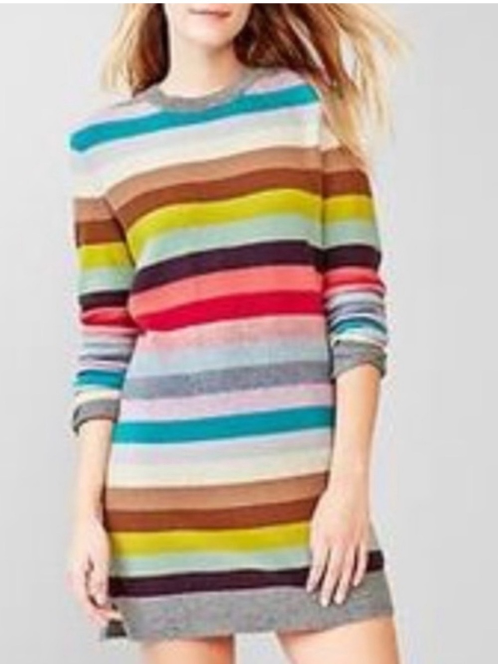 GAP Multi color striped lambswool sweater dress, sz S, 18” PTP 33” L